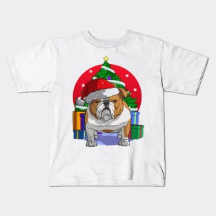 English Bulldog Santa Merry Christmas Kids T-Shirt